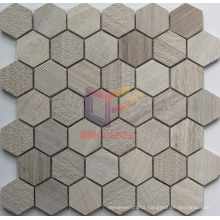 Natural Wooden Marble Stone Mosaic (CFS1047)
